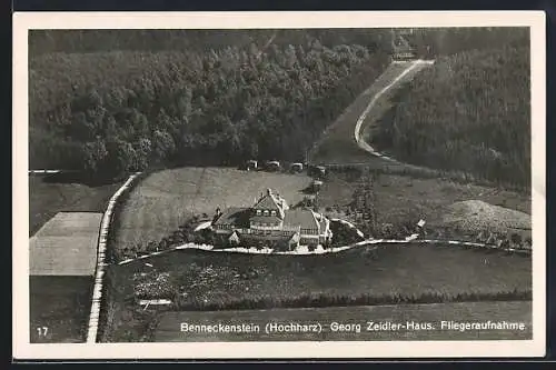 AK Benneckenstein /Hochharz, Georg Zeidler-Haus, Fliegeraufnahme