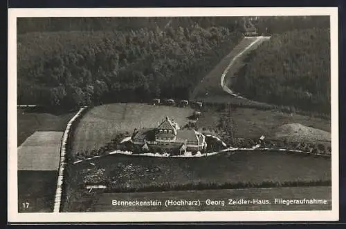 AK Benneckenstein /Hochharz, Georg Zeidler-Haus, Fliegeraufnahme