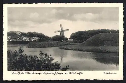 AK Norderney, Nordseebad, Napoleonschanze und Windmühle