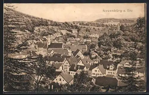 AK Neuenbürg a. Enz, Teilansicht mit Kirche