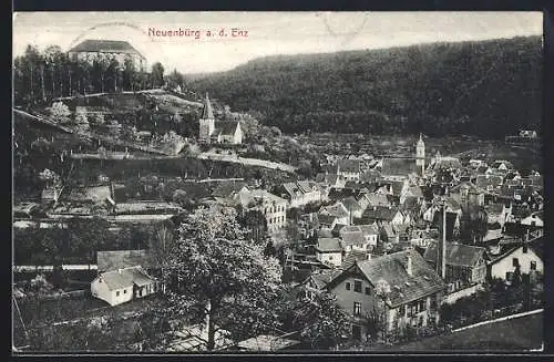 AK Neuenbürg a. d. Enz, Teilansicht mit Kirche