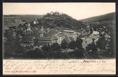 AK Neuenbürg a. d. Enz, Teilansicht mit Kirche