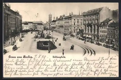 AK Berlin, Schlossplatz mit Brunnen