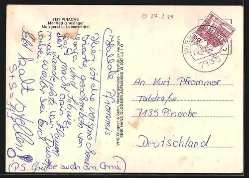 AK Pinache, Teilansicht, Kirche, Ortspartie