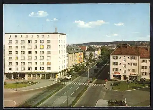 AK Hof /Saale, Münsterviertel mit Volkswagen, Geschäft Greiner, Sparkasse