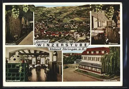 AK Ihringen a. K., Gasthof Winzerstube - Weinkeller, Ortsansicht vom Flugzeug aus