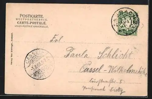 AK Ansbach, Schlosstor, Wappen, Passepartout