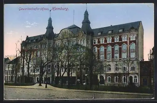 AK Hamburg-St.Georg, Blick zum Gewerkschafts-Haus, Arbeiterbewegung