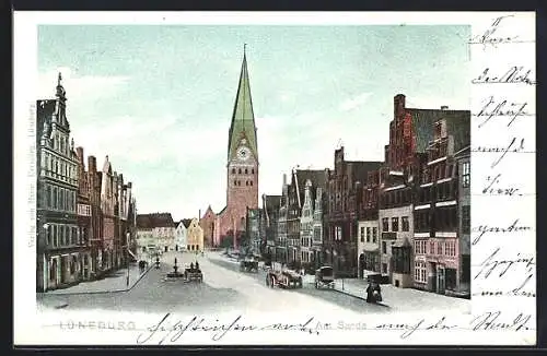 AK Lüneburg, Strasse am Sande mit Kirche