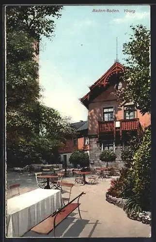 AK Baden-Baden, Gasthaus Yburg mit Sommerterrasse