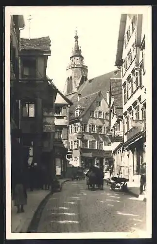 AK Tübingen, Strasse Neckargasse und Stiftskirche