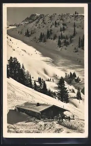 AK Schliersee, Untere Schönfellalm im Schnee