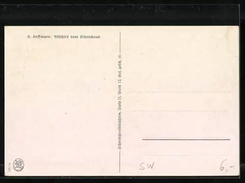 Künstler-AK H. Hoffmann: Abschied vom Elternhaus, Schwarzwälder Trachten