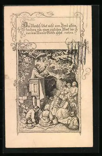 Künstler-AK Ludwig Richter: Unser tägliches Brot in Bildern, 11. Der Mensch lebt nicht nur bom Brot allein