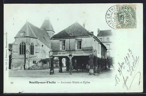 AK Neuilly-sur-Thelle, Ancienne Mairie et Église