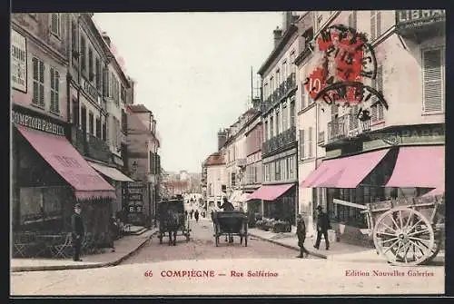 AK Compiègne, Rue Solférino, Strassenpartie