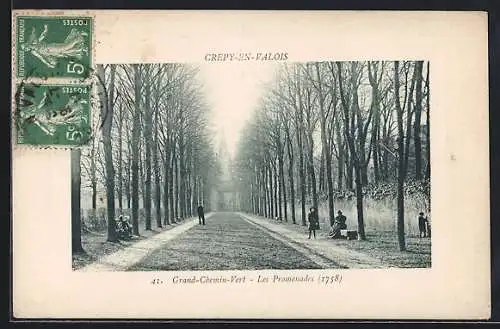 AK Crepy-en-Valois, Grand-Chemin-Vert, Les Promenades