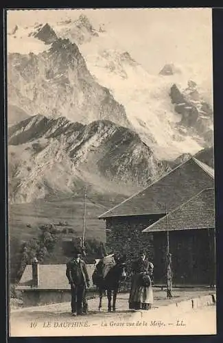 AK Grave /Dauphiné, La Grave vue de la Meije