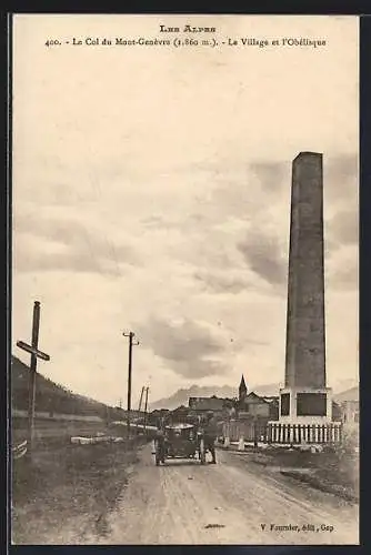 AK Col du Mont-Genèvre, Le Village et l`Obelisque