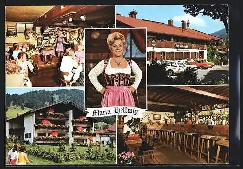 AK Reit im Winkl, Gasthaus Zum Kuhstall mit Portrait von Maria Hellwig