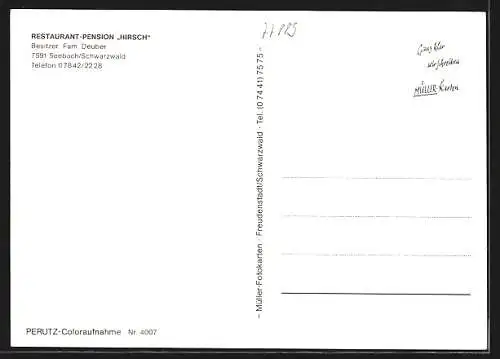AK Seebach / Mummelsee, Restaurant und Pension Hirsch