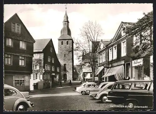 AK Hattingen-Ruhr, Parkende Autos am Untermarkt