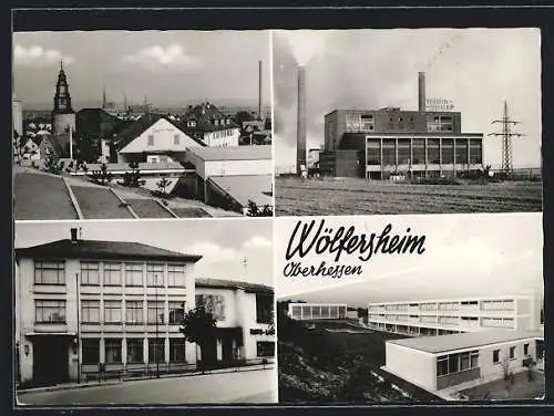 AK Wölfersheim /Oberhessen, Sport-Halle, Fabrik Preussen-Elektra und Schule