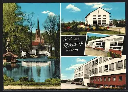 AK Roisdorf b. Bonn, Schule und Ortspartie mit Kirche