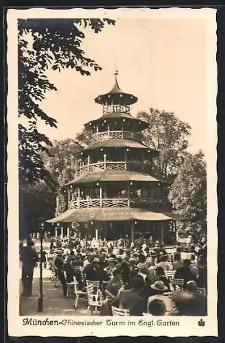 AK München-Schwabing, Chinesischer Turm im Engl. Garten