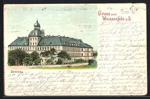 Lithographie Weissenfels a. S., Blick auf das Schloss