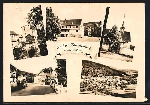 AK Kleindembach /Pössneck, Gasthaus zum goldenen Stern, Strassenpartie und Kirche