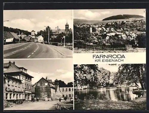 AK Farnroda, Marktplatz mit Geschäften, Strassenpartie und Gesamtansicht