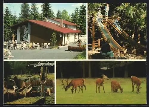 AK Mehlmeisel /Fichtelgebirge, Restaurant Bayreuther Haus, Kinderspielplatz, Wildgehege