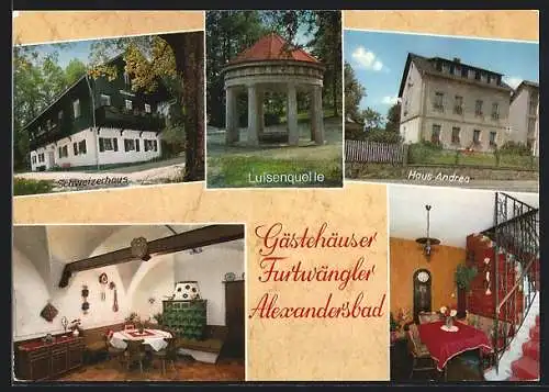 AK Alexandersbad /Fichtelgeb., Café-Restaurant Furtwängler, Gästehäuser, Bes. Fam. Furtwängler