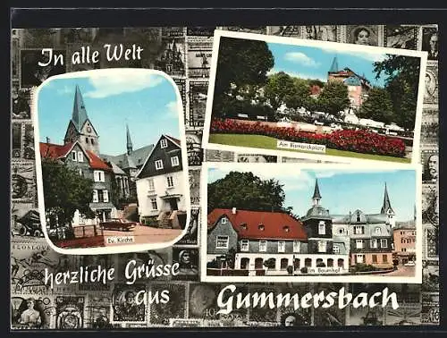 AK Gummersbach, Im Baumhof, Am Bismarckplatz, Ev. Kirche