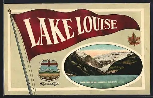 AK Alberta, Lake Louis and Victoria Glacier, Flagge und Wappen