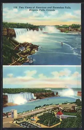 AK Niagara Falls, two Views of American and Horseshoe Falls