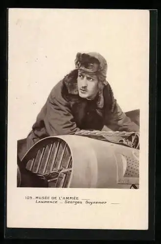 Foto-AK Jasta Pilot Ass Georges Guynemer auf seinem Flugzeug