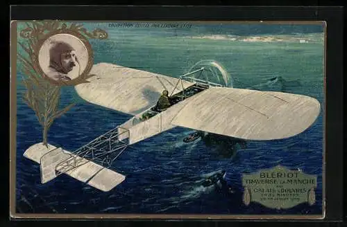 AK Bleriot traverse la Macnhe de Calais a Douvres 1909