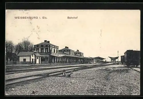 AK Weissenburg i. Els., Blick auf den Bahnhof