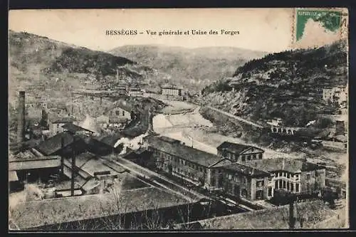 AK Bessèges, Vue générale et Usine des Forges, Fabrikansicht