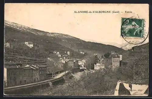 AK Saint-Andrè-de-Valborgne, Gesamtansicht aus der Vogelschau