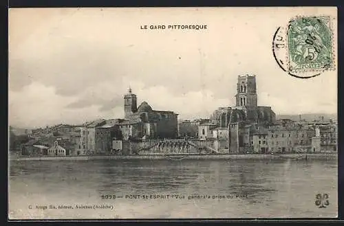 AK Pont-Saint-Esprit, Vue gènèrale prise du Pont