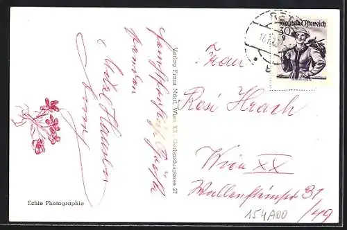 AK Retz, Panormaansicht, Windmühle, Ortsansicht