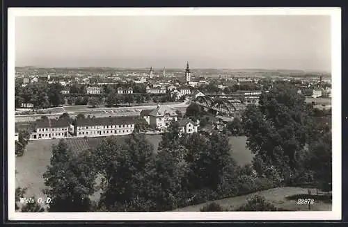 AK Wels, Blick von der Marienwarte auf die Stadt