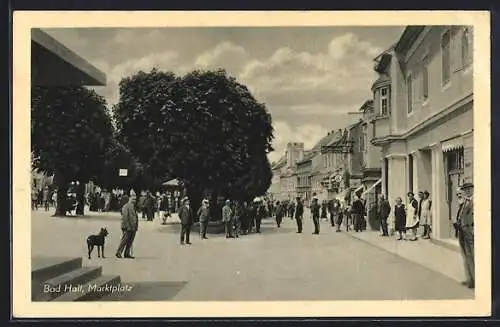 AK Bad Hall, Marktplatz mit Bäumen