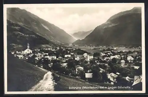 AK Schruns /Montafon, Gesamtansicht gegen Silvretta