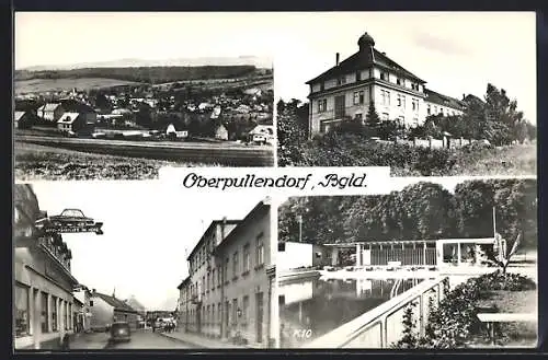 AK Oberpullendorf /Bgld., Ortsansicht und drei Ansichten aus dem Ort