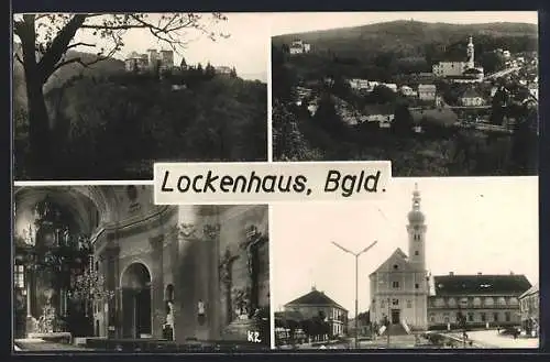 AK Lockenhaus /Bgld., Vier Ansichten von der Stadt und Umgebung