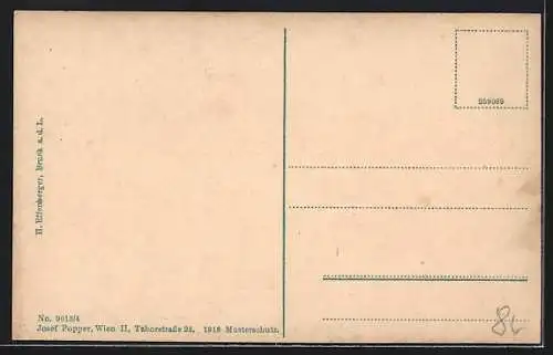 Künstler-AK Bruck a. d. Leitha, Blick mit dem alten und neuen Lager